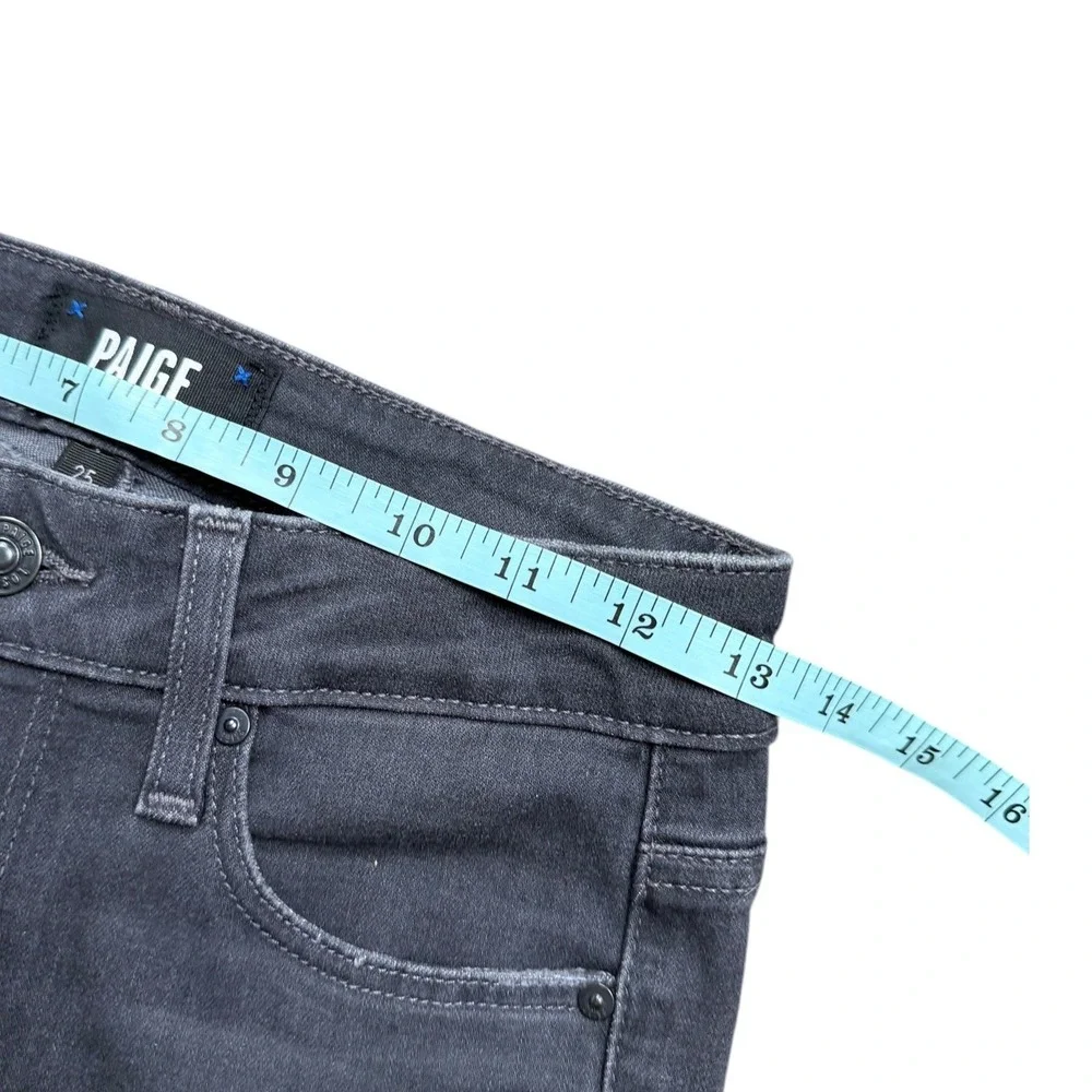 PAIGE Hoxton High Rise Ankle Skinny Jeans Gray Raw Hem Stretch Denim Womens 25‎